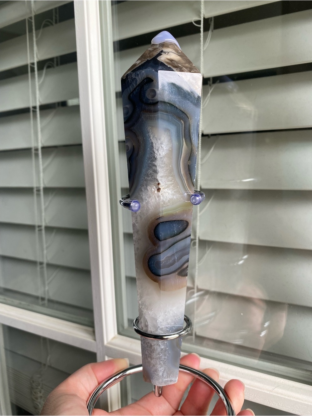 🌋✨ Volcano Agate Wand – UV Reactive with Open Druzy ✨🌋